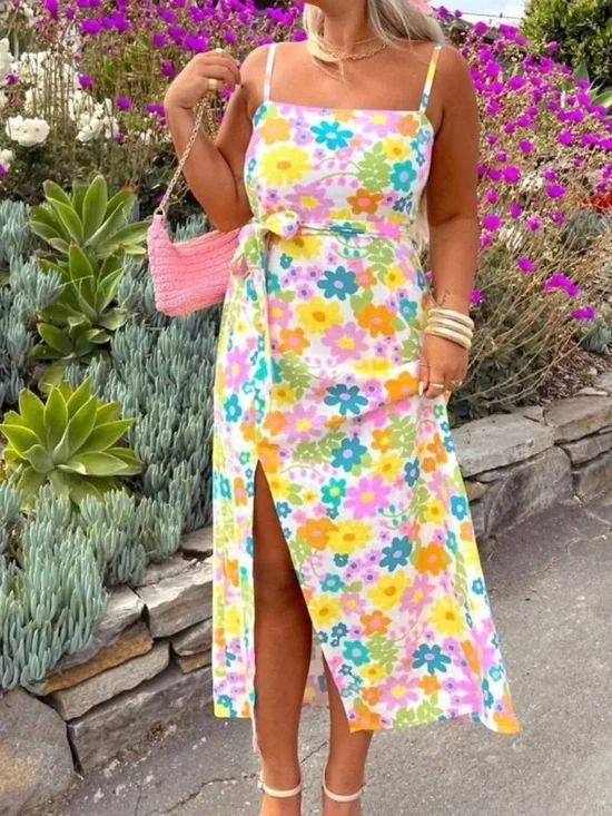 NEW Show Me Your Mumu Amalfi Coast Sun Dress Retro Floral Midi Adj Straps XS - Picture 4 of 12